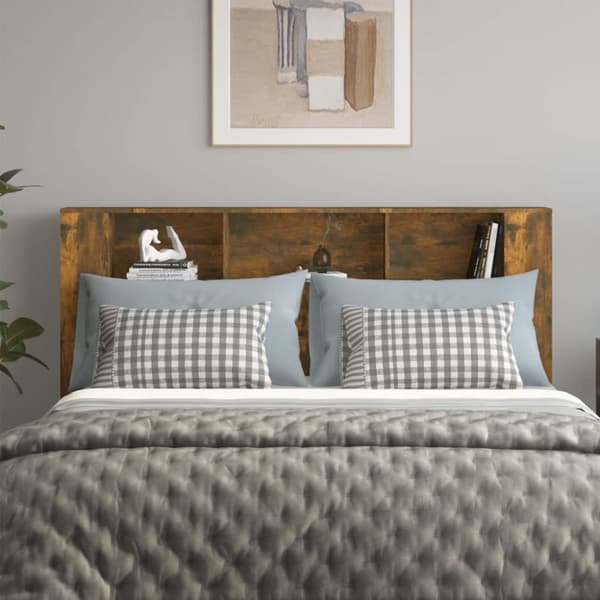 Sengegavl med opbevaring 180x18,5x104,5 cm røget egetræsfarve - Sengegavl Med Opbevaring - Sengegavle Med Opbevaring - Home & Living