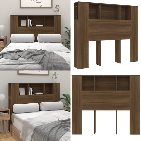 Sänggavel med förvaring brun ek 120x18,5x102,5 cm - Sänggavelskåp - Sängskåp - Home & Living