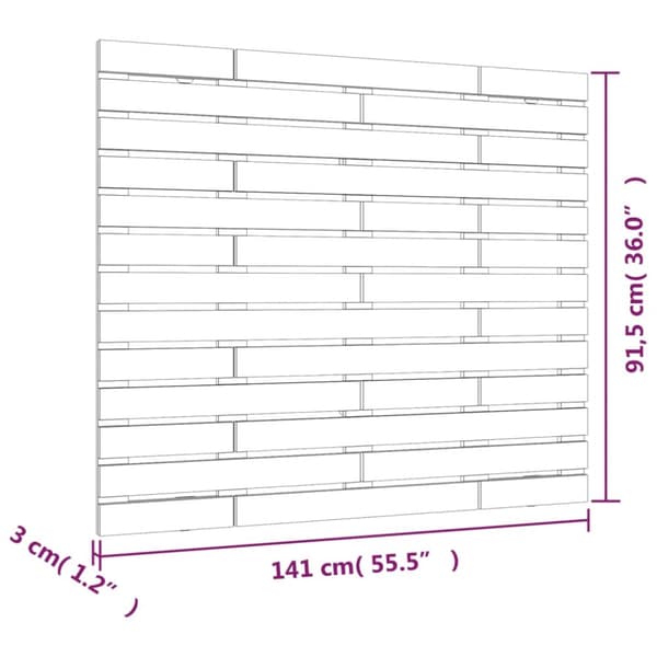 sengegavl 141x3x91,5 cm massivt fyrretræ