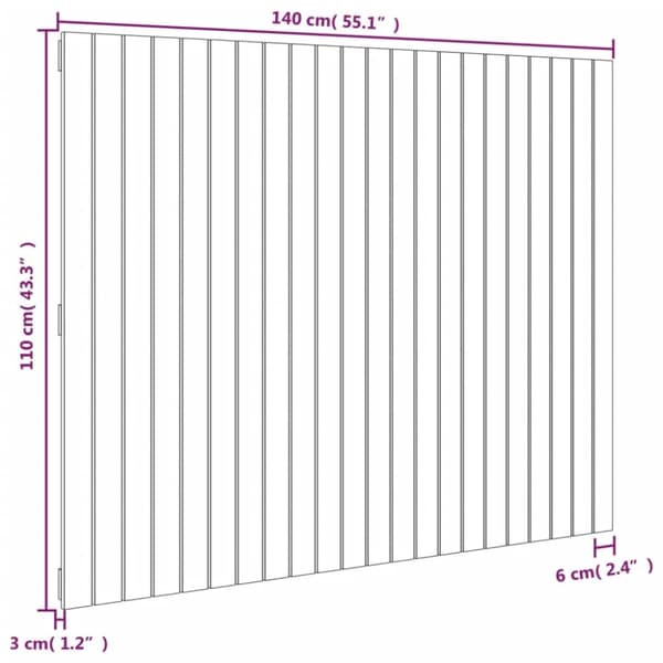 sengegavl 140x3x110 cm massivt fyrretræ