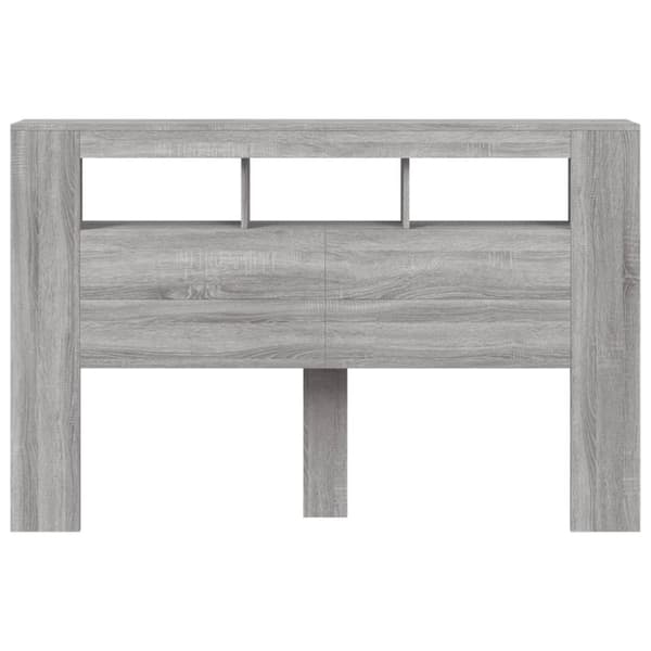 sengegavl 160x18,5x103,5 cm LED-lys konstrueret træ grå sonoma