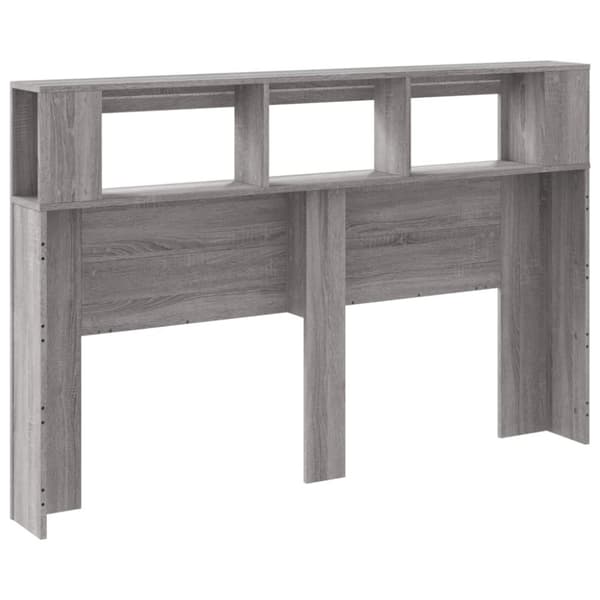 sengegavl 160x18,5x103,5 cm LED-lys konstrueret træ grå sonoma