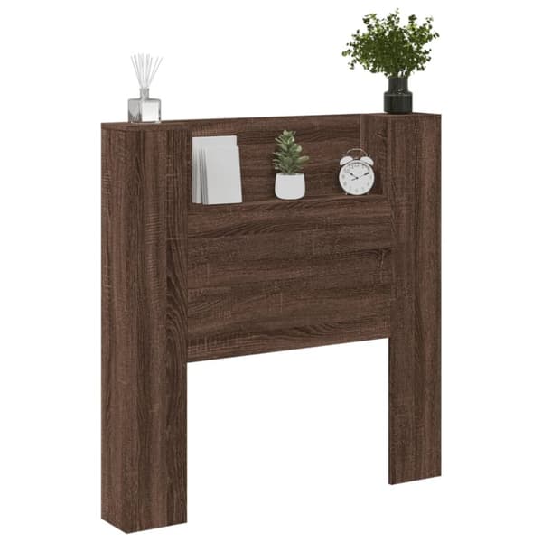 Sängynpäätykaappi LED-valoilla ruskea tammi 100x16,5x103,5 cm