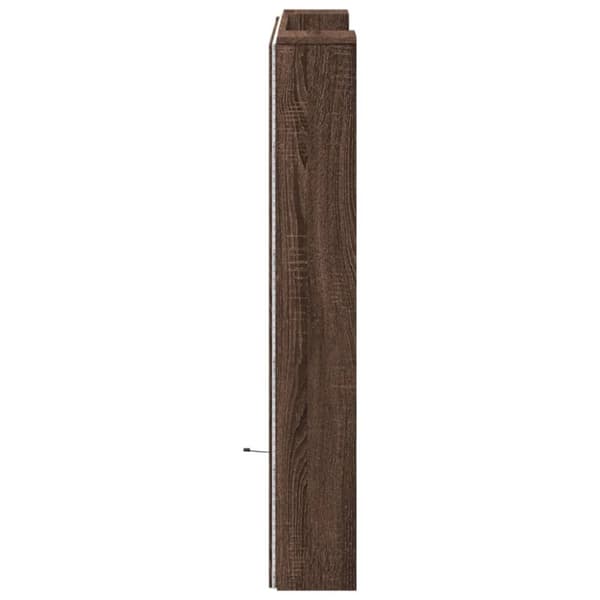Sängynpäätykaappi LED-valoilla ruskea tammi 100x16,5x103,5 cm
