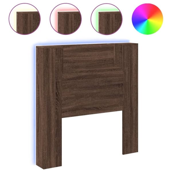 Sängynpäätykaappi LED-valoilla ruskea tammi 100x16,5x103,5 cm