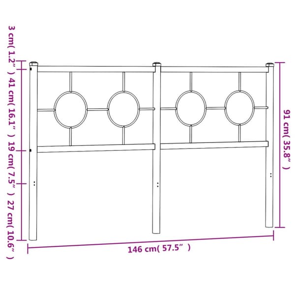 Metallinen sängynpääty musta 140 cm