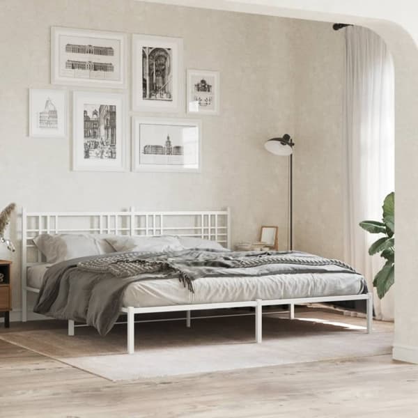 sengegavl 200 cm metal hvid