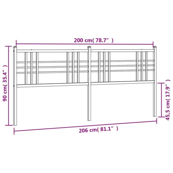 sengegavl 200 cm metal hvid