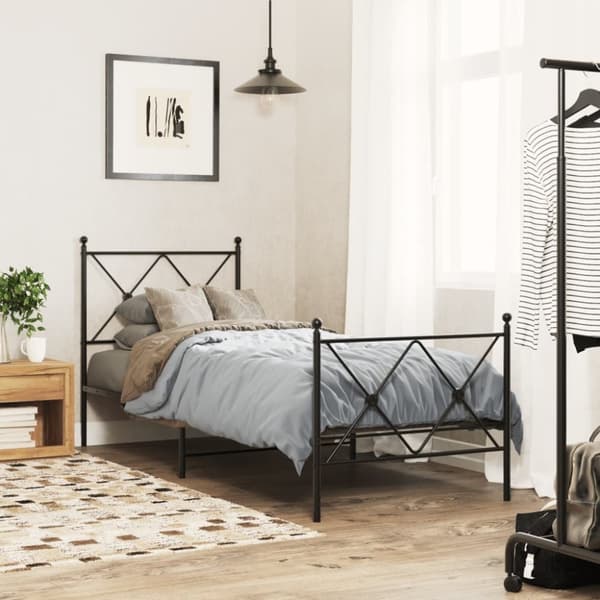 Metallinen sängynpääty musta 75 cm