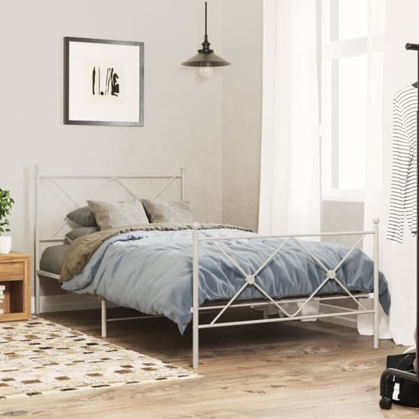 sengegavl 100 cm metal hvid