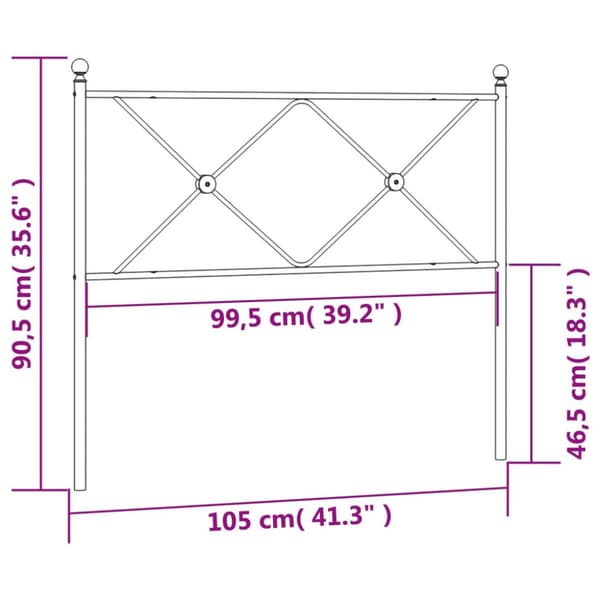 sengegavl 100 cm metal hvid