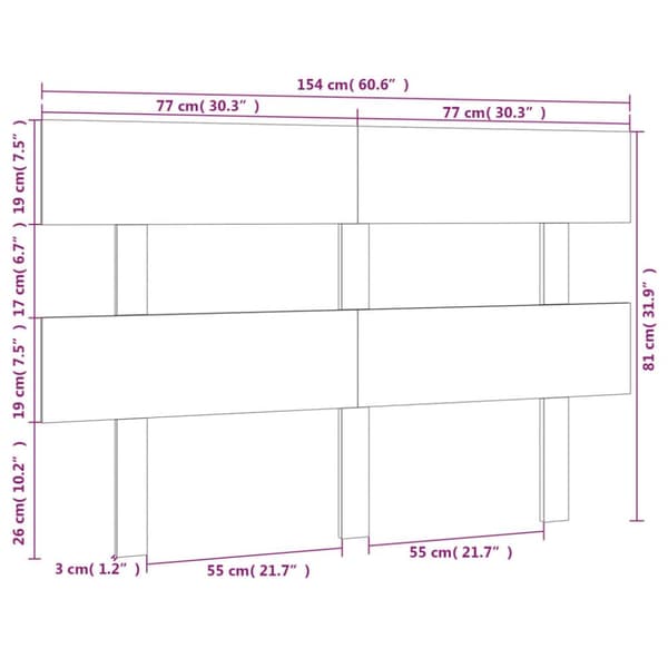 sengegærde 154x3x81 cm massivt fyrretræ