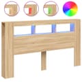 Pikkukuva 2 / 10: Sängynpääty LED-valoilla Sonoma-tammi 180x18,5x103,5 cm puu