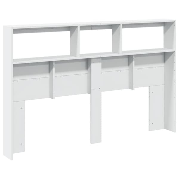 sengegavl med opbevaring og LED-lys 160x17x102 cm hvid