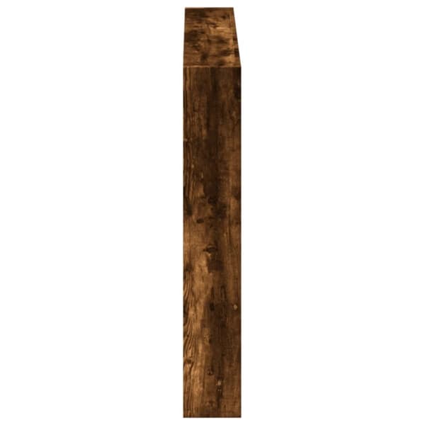 sengegavl med opbevaring og LED-lys 120x17x102 cm røget eg
