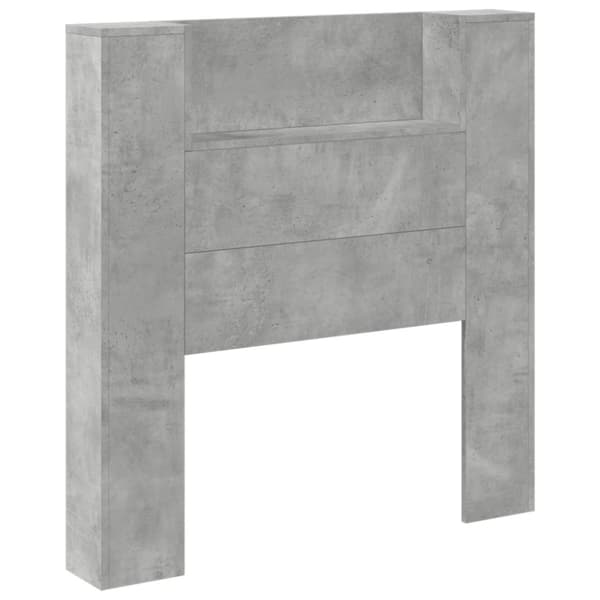 sengegavl med opbevaring og LED-lys 100x16x103,5 cm betongrå