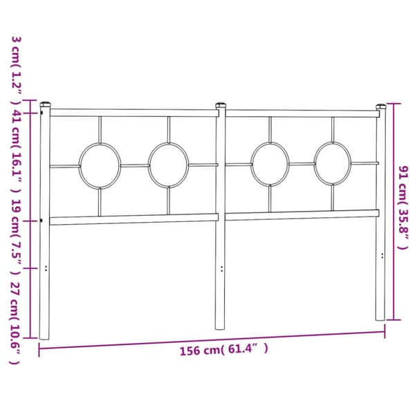 sengegavl 150 cm metal hvid