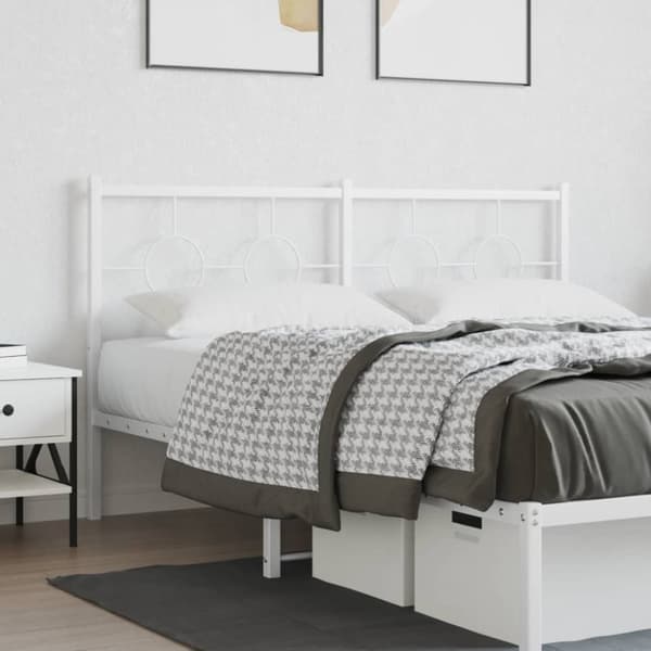 sengegavl 150 cm metal hvid