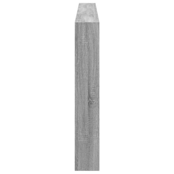 sengegavl med opbevaring og LED-lys 220x17x102 cm grå sonoma-eg