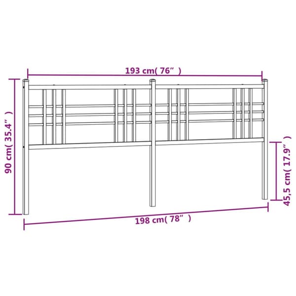 sengegavl 193 cm metal sort