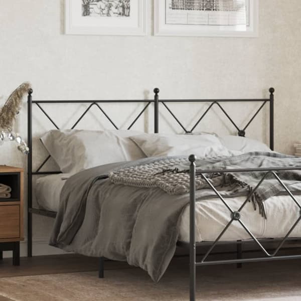 Metallinen sängynpääty musta 150 cm