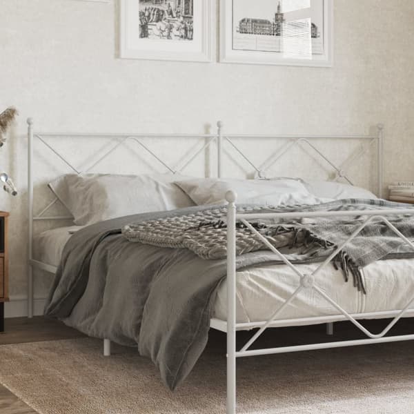 Metallinen sängynpääty valkoinen 193 cm