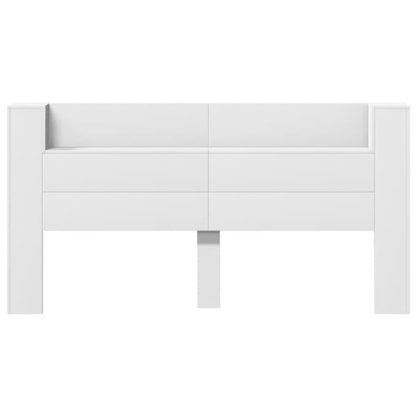 sengegavl med opbevaring og LED-lys 200x16,5x103,5 cm hvid