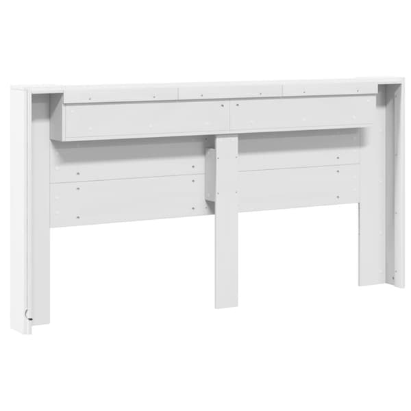 sengegavl med opbevaring og LED-lys 200x16,5x103,5 cm hvid