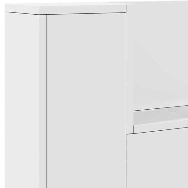 sengegavl med opbevaring og LED-lys 200x16,5x103,5 cm hvid