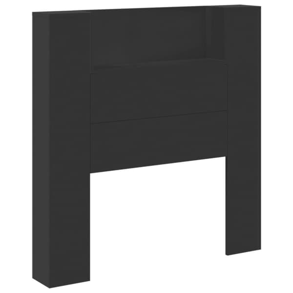 sengegavl med opbevaring og LED-lys 100x16,5x103,5 cm sort