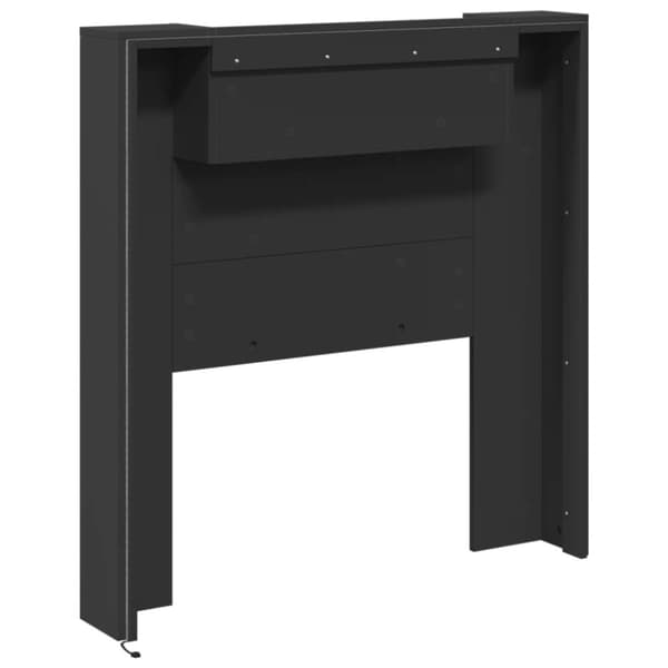 sengegavl med opbevaring og LED-lys 100x16,5x103,5 cm sort