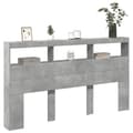 Miniatyrbillede 5 af 10: sengegavl med opbevaring og LED-lys 180x17x102 cm betongrå