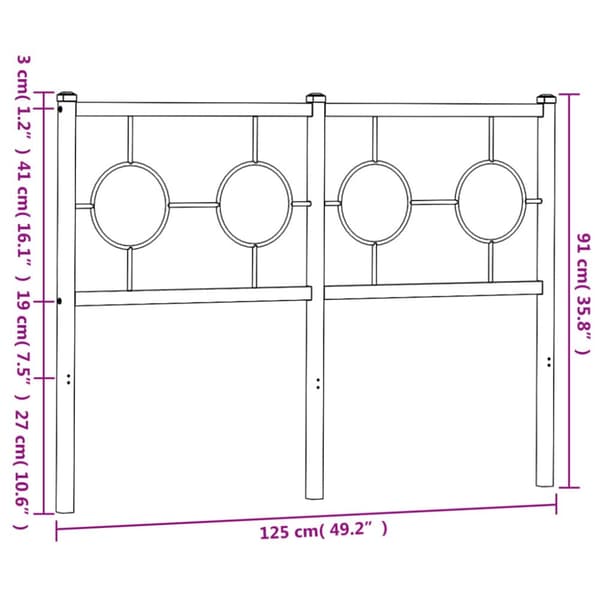 sengegavl 120 cm metal sort