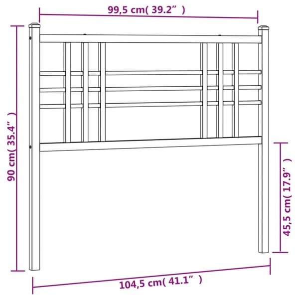 sengegavl 100 cm metal hvid