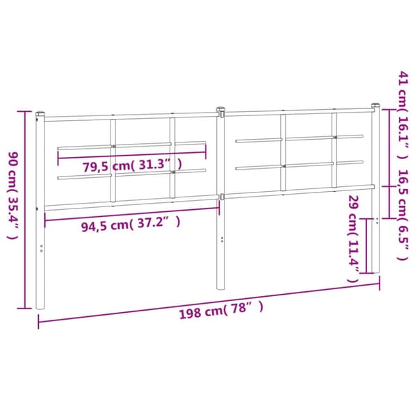 sengegavl 193 cm metal sort