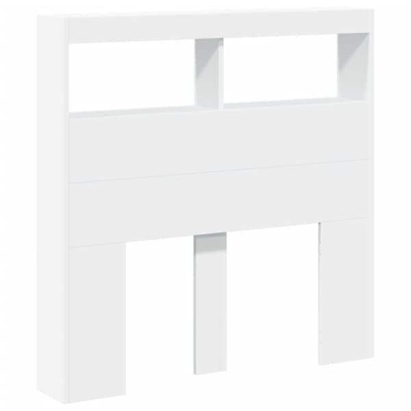sengegavl med opbevaring og LED-lys 100x17x102 cm hvid