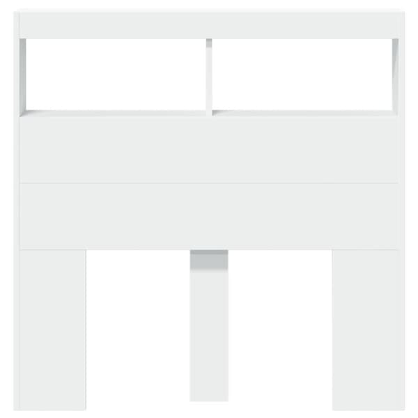 sengegavl med opbevaring og LED-lys 100x17x102 cm hvid