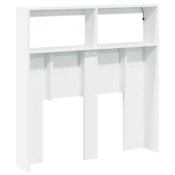 sengegavl med opbevaring og LED-lys 100x17x102 cm hvid