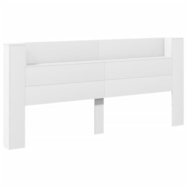 Sängynpäätykaappi LED-valoilla valkoinen 220x16,5x103,5 cm