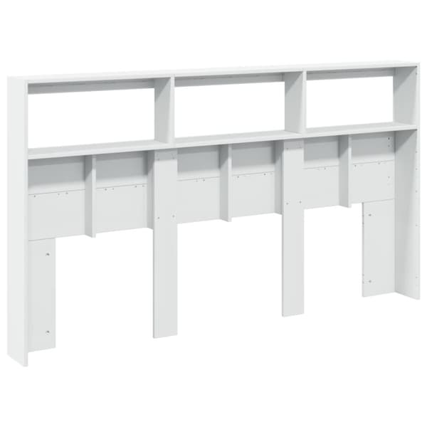 sengegavl med opbevaring og LED-lys 180x17x102 cm hvid