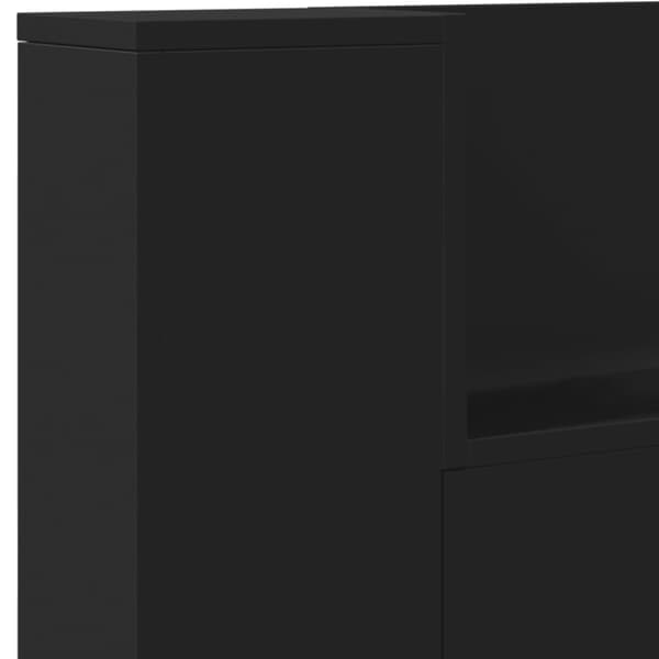 sengegavl med opbevaring og LED-lys 200x16,5x103,5 cm sort