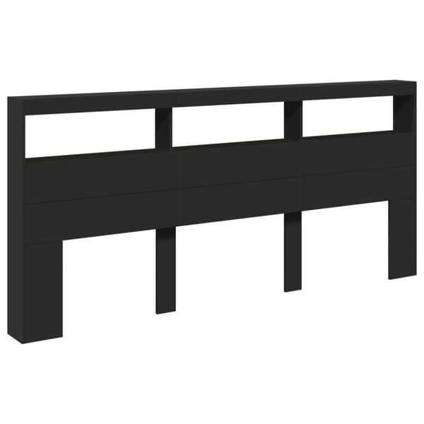 Sängynpäätykaappi LED-valoilla musta 220x17x102 cm