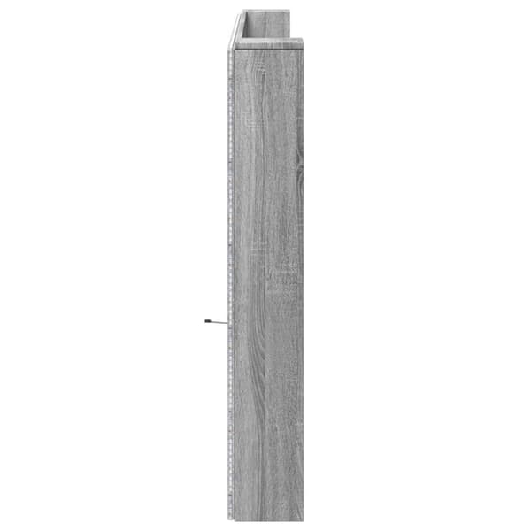 sengegavl m. opbevaring og LED-lys 220x16,5x103,5 cm grå sonoma