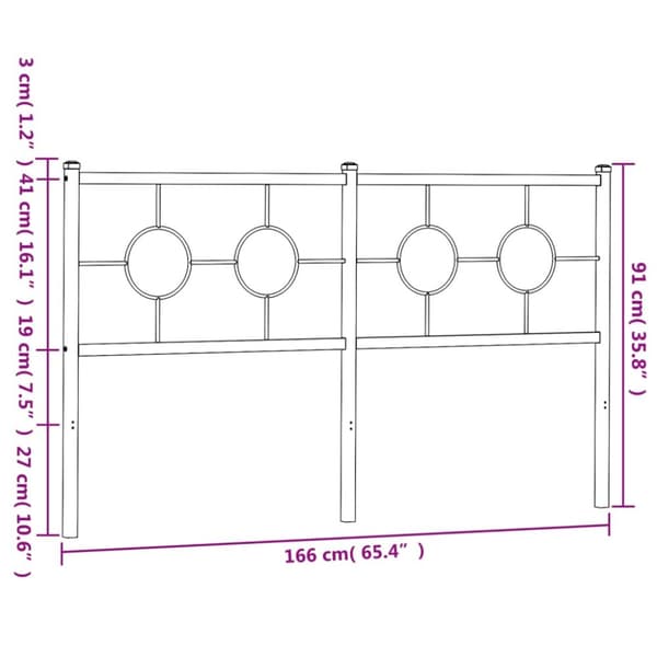 Metallinen sängynpääty musta 160 cm