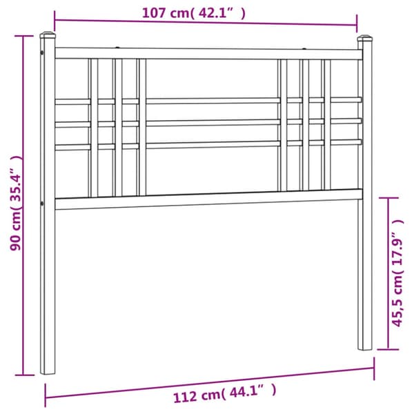Metallinen sängynpääty valkoinen 107 cm