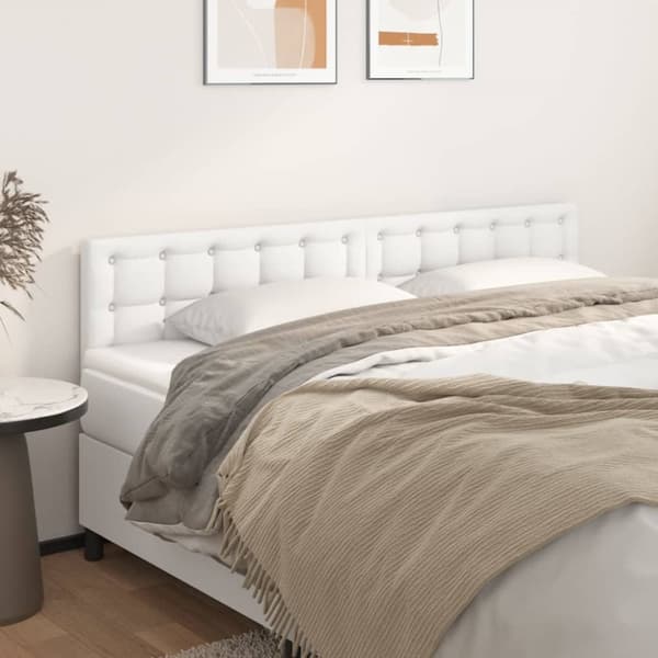 sengegavle 2 stk. 80x5x78/88 cm kunstlæder hvid