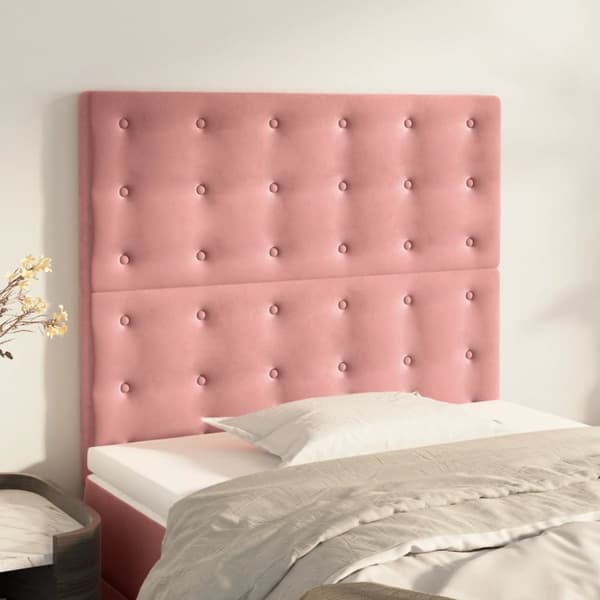 Sängyn päädyt, 2 kpl, pinkki, 80x5x78/88 cm, sametti