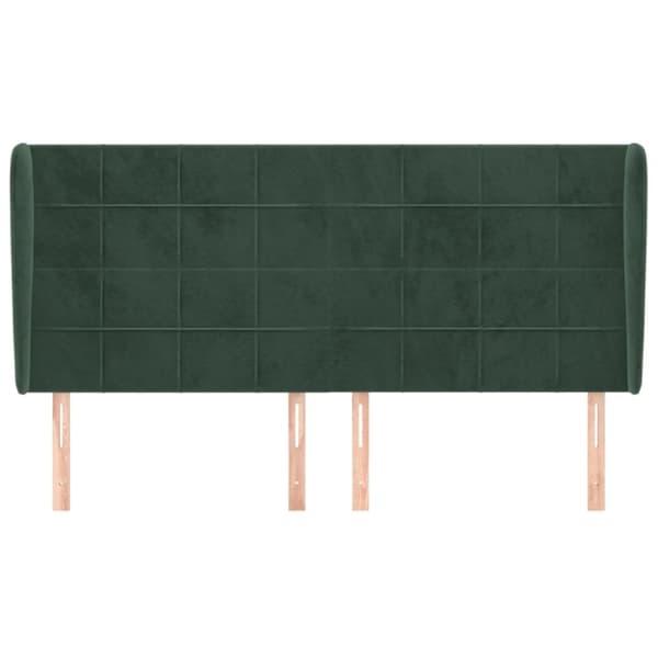 sengegavl med kanter 183x23x118/128 cm fløjl mørkegrøn