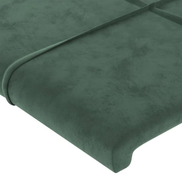 sengegavl med kanter 183x23x118/128 cm fløjl mørkegrøn