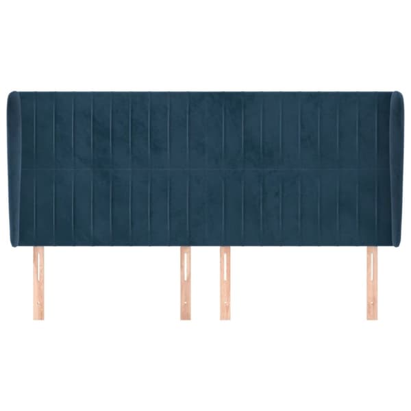 sengegavl med kanter 183x23x118/128 cm fløjl mørkeblå